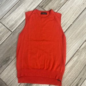 Zara Orange Sleeveless Sweater Size M